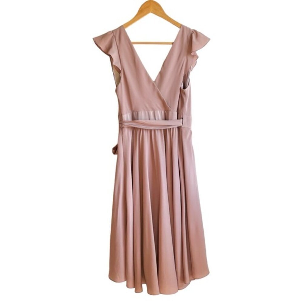 BHLDN Hitherto Sydney Wrap Dress Size 6 Mauve Pink Cap Sleeve Bridesmaids - Picture 5 of 11